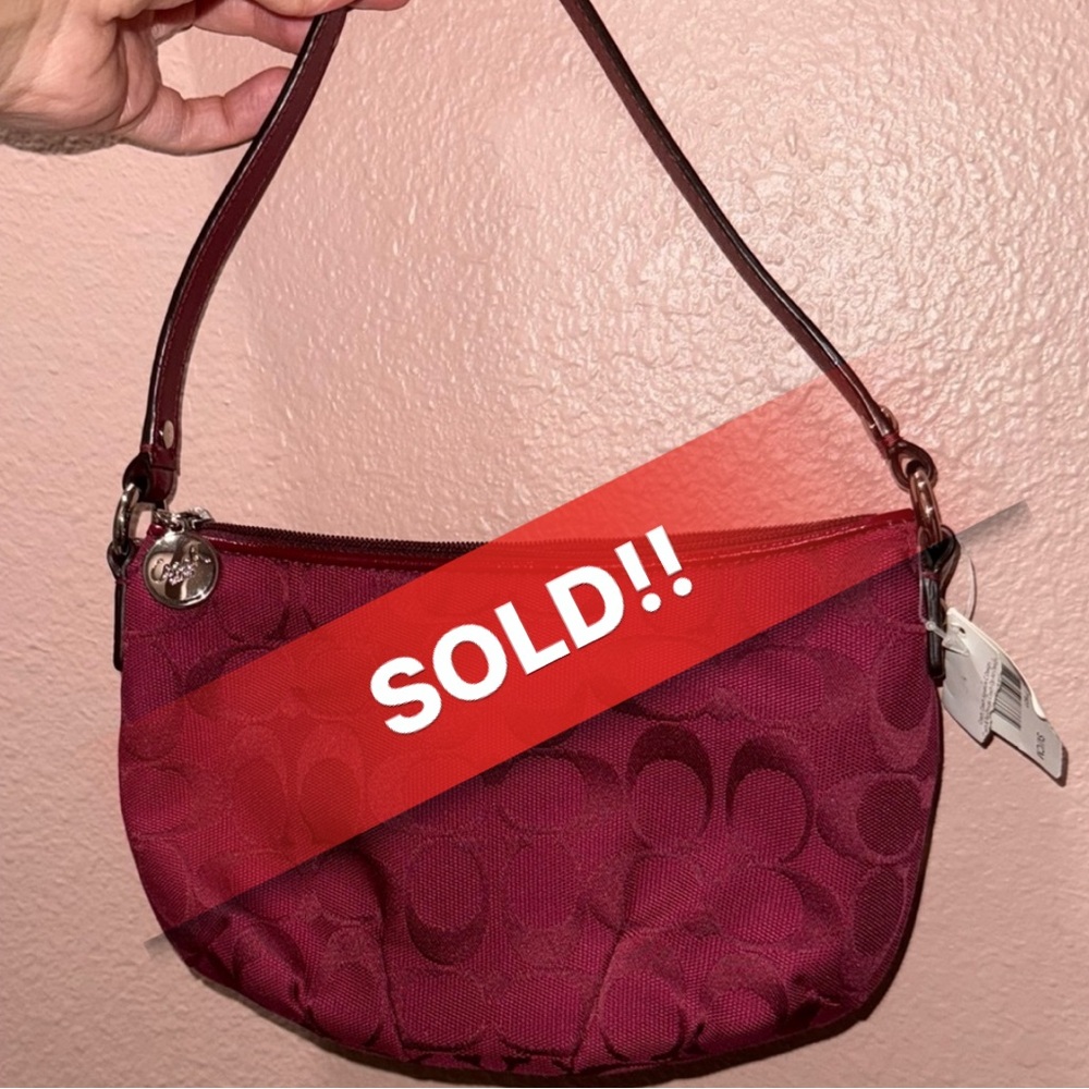 SOLD-Coach Maroon Signature Shoulder Bag